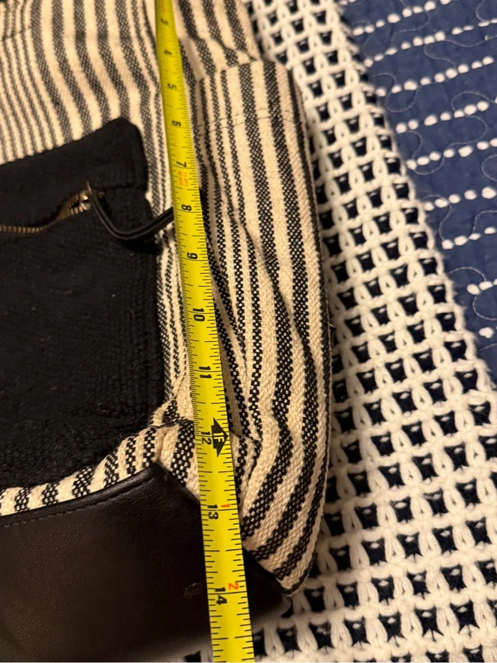 Universal Thread Canvas Stripe Tote Backpack - Black & Cream